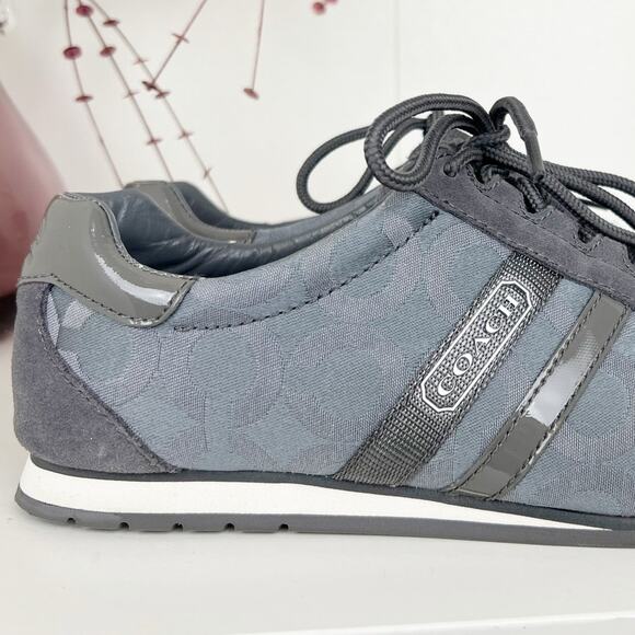 Coach NWB Kathleen Monogram Signature Logo Sneakers in Graphite Gray Size 8 M - Picture 4 of 16